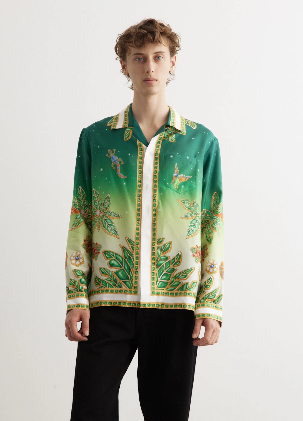 Casablanca Cuban Collar Long Sleeve Shirt 2 Casablanca Cuban Collar Long Sleeve Shirt - Image 2