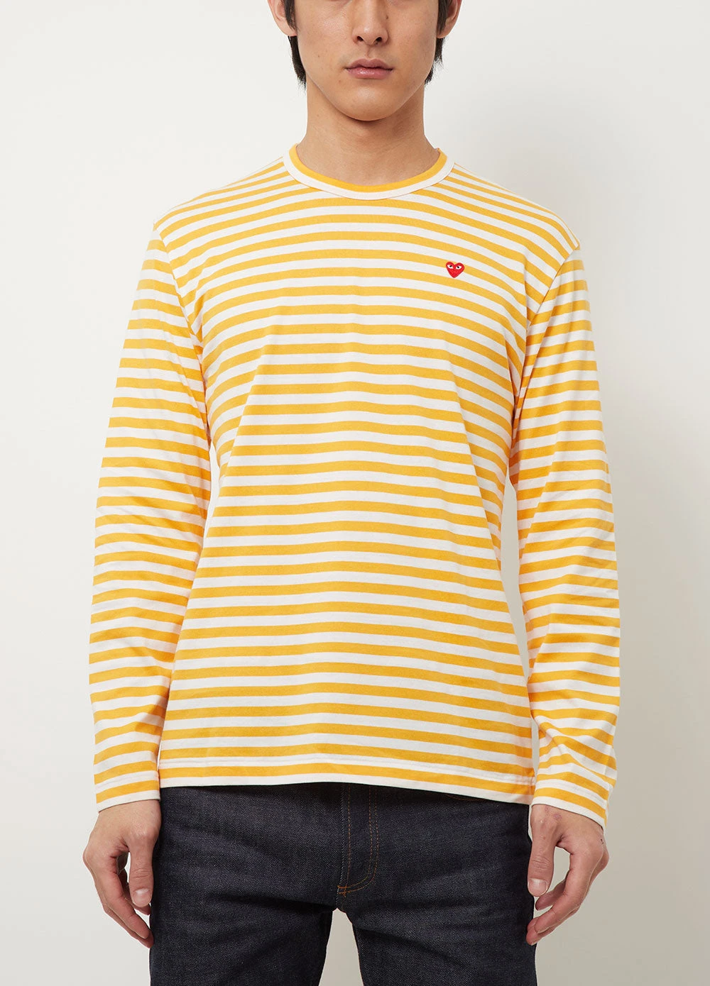 T218 Red Heart Stripe Long-sleeve T-shirt 1 T218 Red Heart Stripe Long-sleeve T-shirt