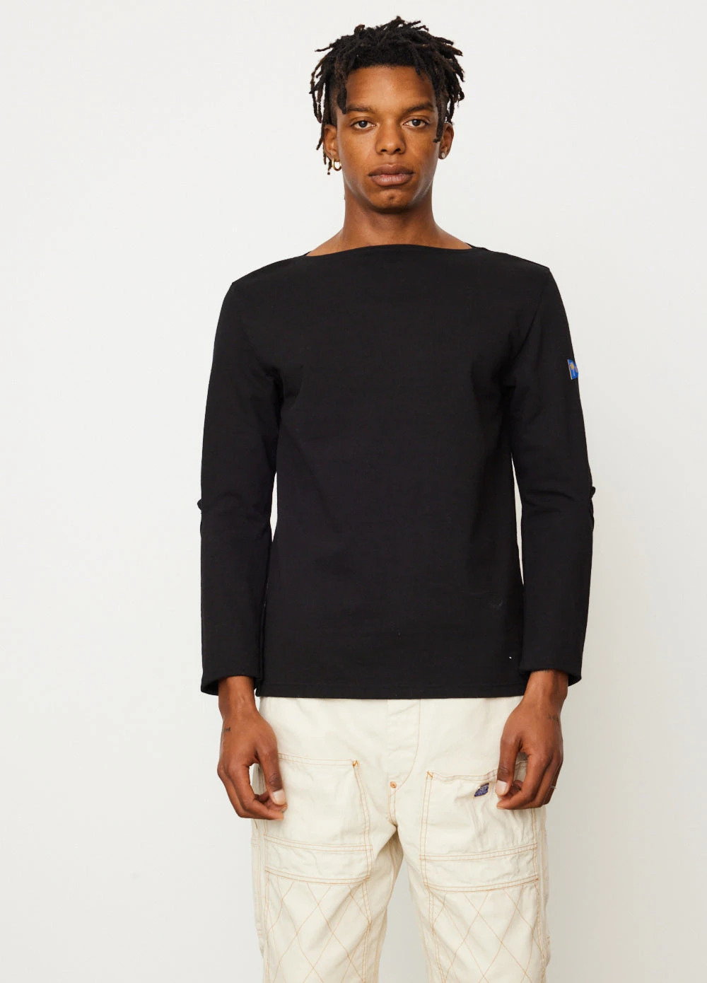 Densed Jersey Elbow-Rip Boatneck Long Sleeve T-Shirt 3 Densed Jersey Elbow-Rip Boatneck Long Sleeve T-Shirt - Image 3