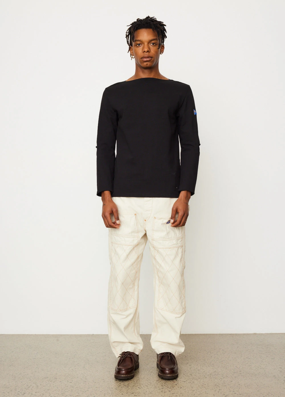 Densed Jersey Elbow-Rip Boatneck Long Sleeve T-Shirt 4 Densed Jersey Elbow-Rip Boatneck Long Sleeve T-Shirt - Image 4