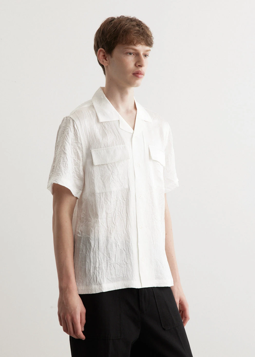 Canty Crinkled Satin Short Sleeve Shirt 3 Canty Crinkled Satin Short Sleeve Shirt - Image 3