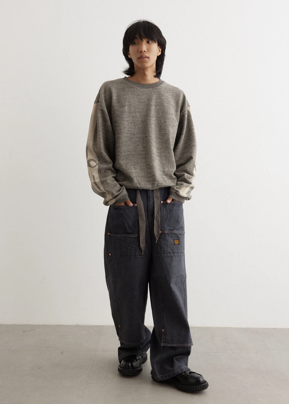 14oz BLKxECR Denim W-Knee EASY Baggy Pants 1 14oz BLKxECR Denim W-Knee EASY Baggy Pants