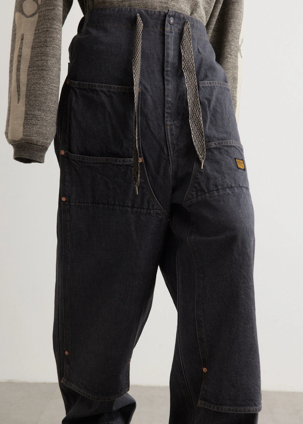 14oz BLKxECR Denim W-Knee EASY Baggy Pants 3 14oz BLKxECR Denim W-Knee EASY Baggy Pants - Image 3