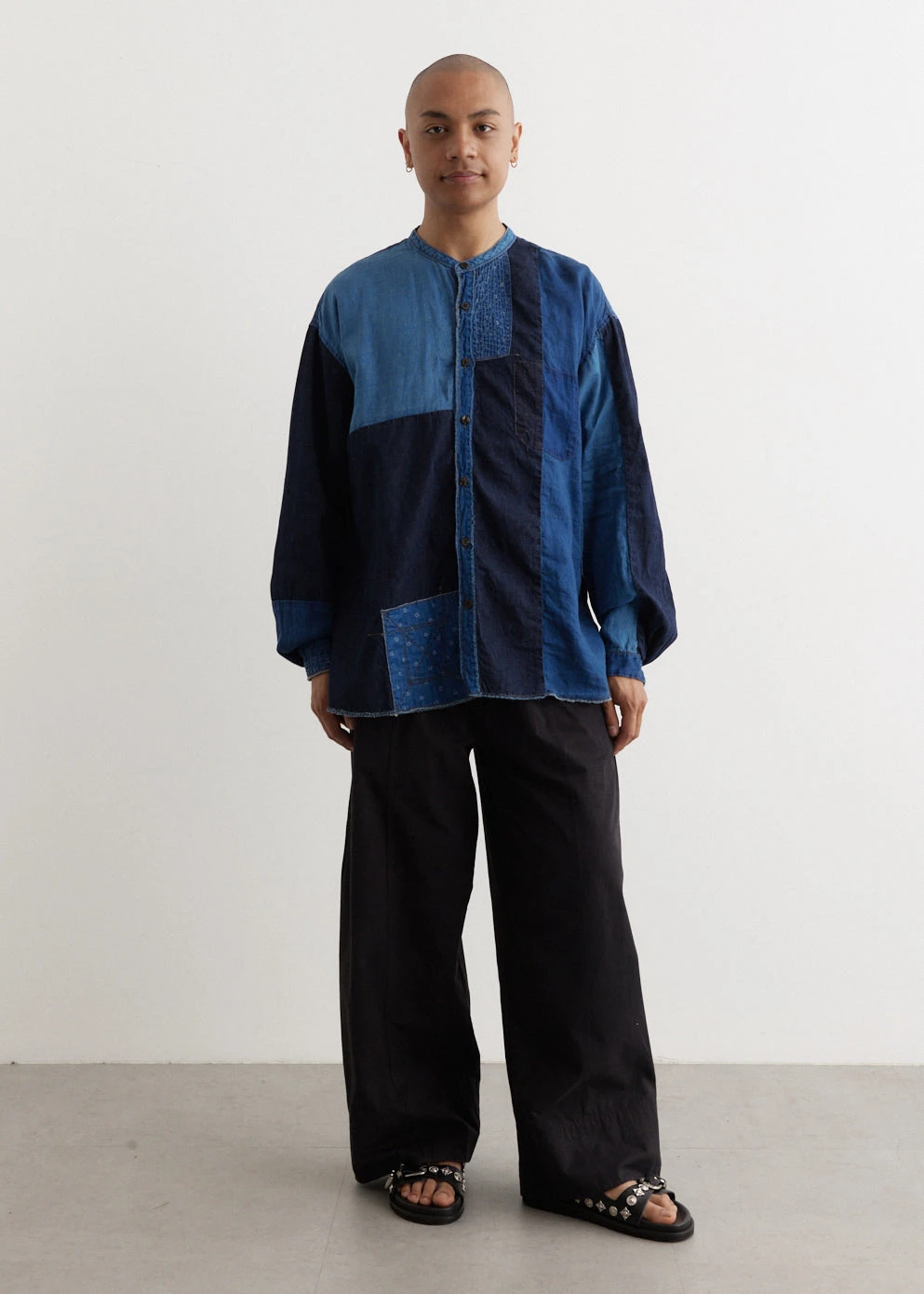 IDG Patchwork Band Collar KATMANDU Shirt 1 IDG Patchwork Band Collar KATMANDU Shirt