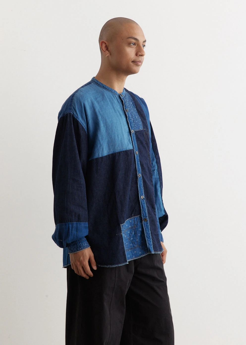 IDG Patchwork Band Collar KATMANDU Shirt 5 IDG Patchwork Band Collar KATMANDU Shirt - Image 5