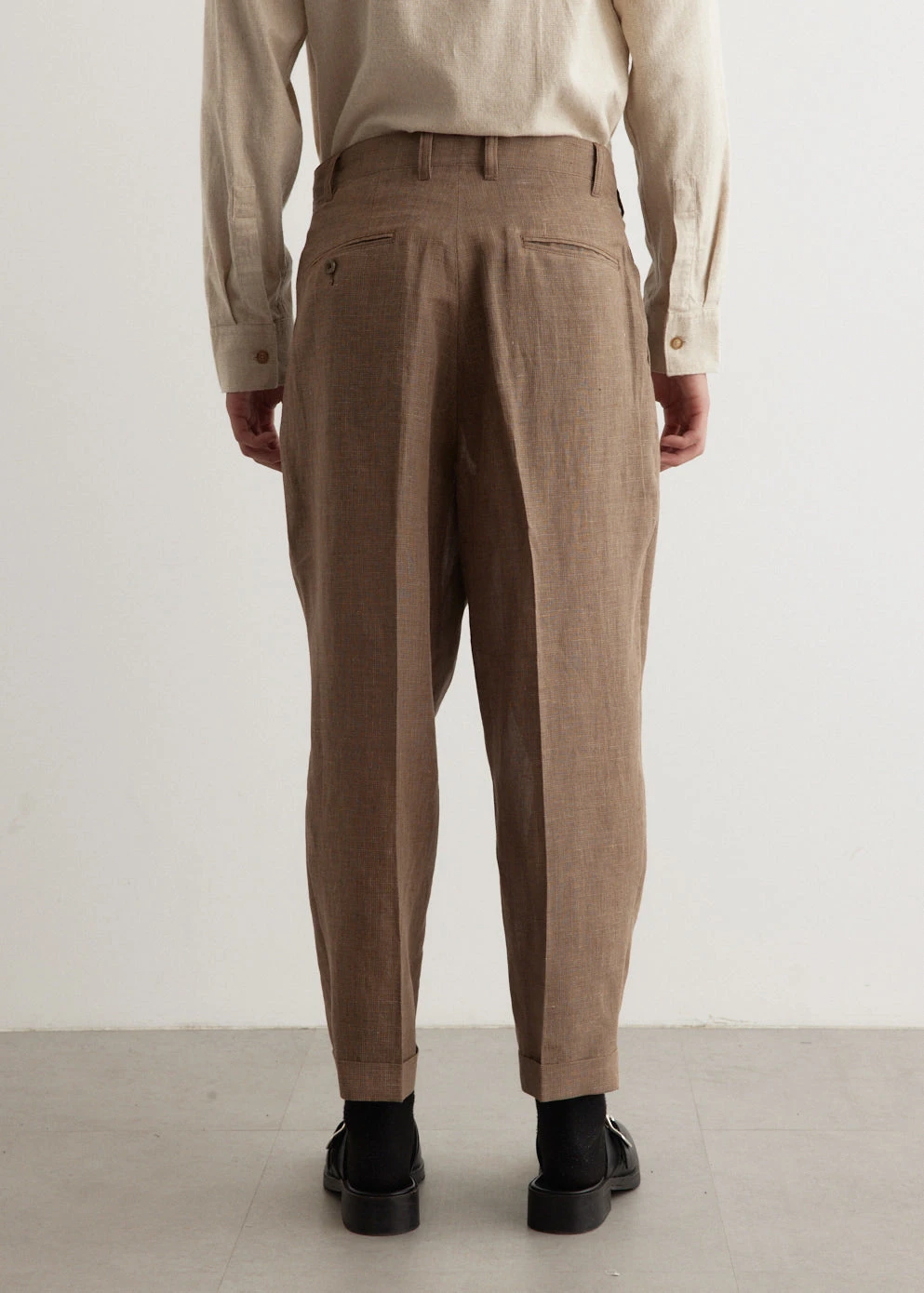 2 Pleats Tapered Linen Hounds Tooth 5 2 Pleats Tapered Linen Hounds Tooth - Image 5