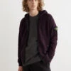 Stone Island Badge Zip Front Hooded Sweatshirt