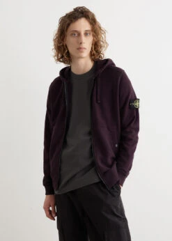 Stone Island Badge Zip Front Hooded Sweatshirt