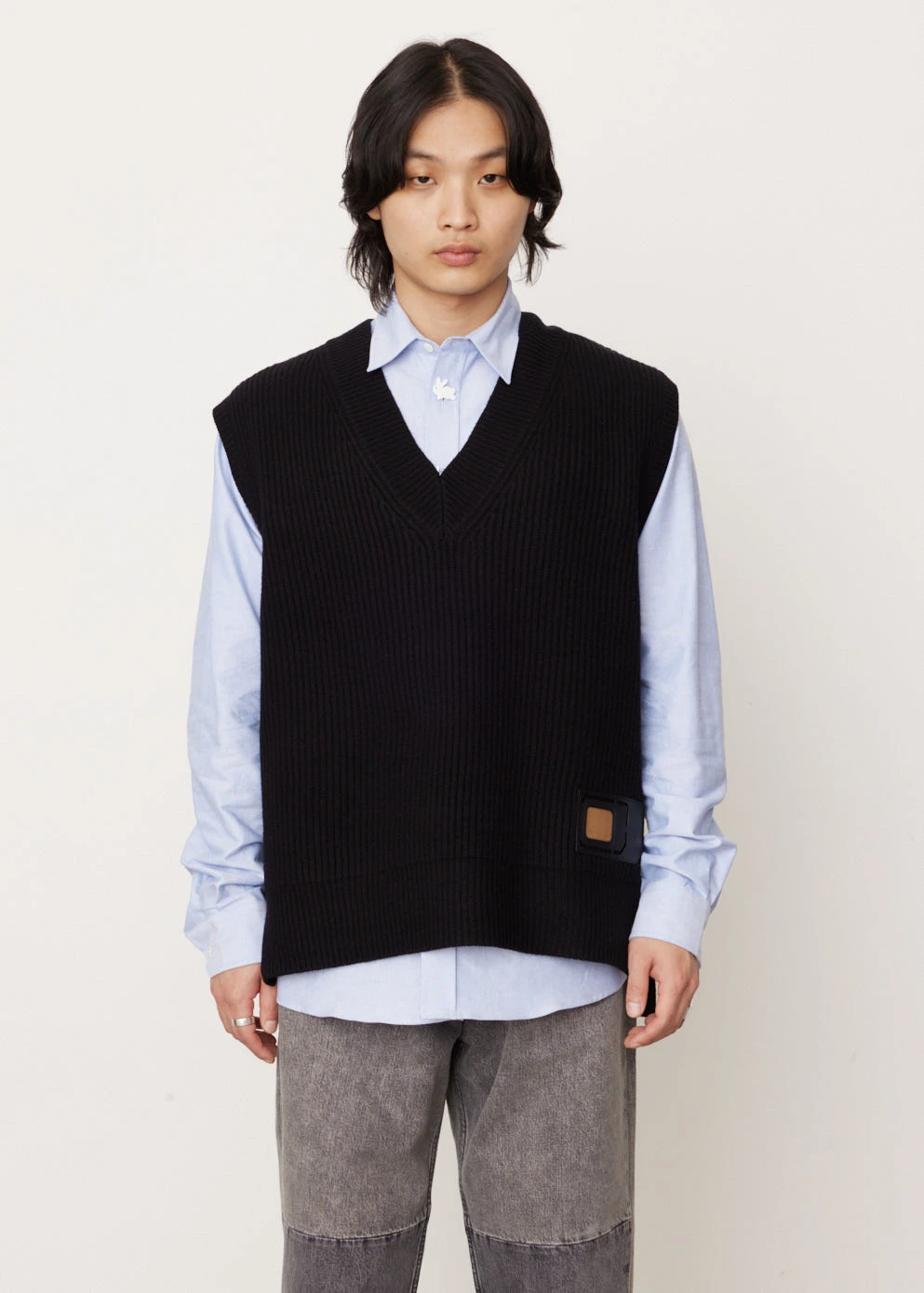 JW Anderson Sim Card Patch V-Neck Vest 1 JW Anderson Sim Card Patch V-Neck Vest