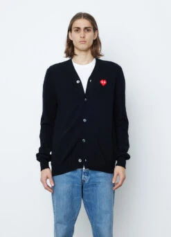 N084 Pixel Red Heart Cardigan