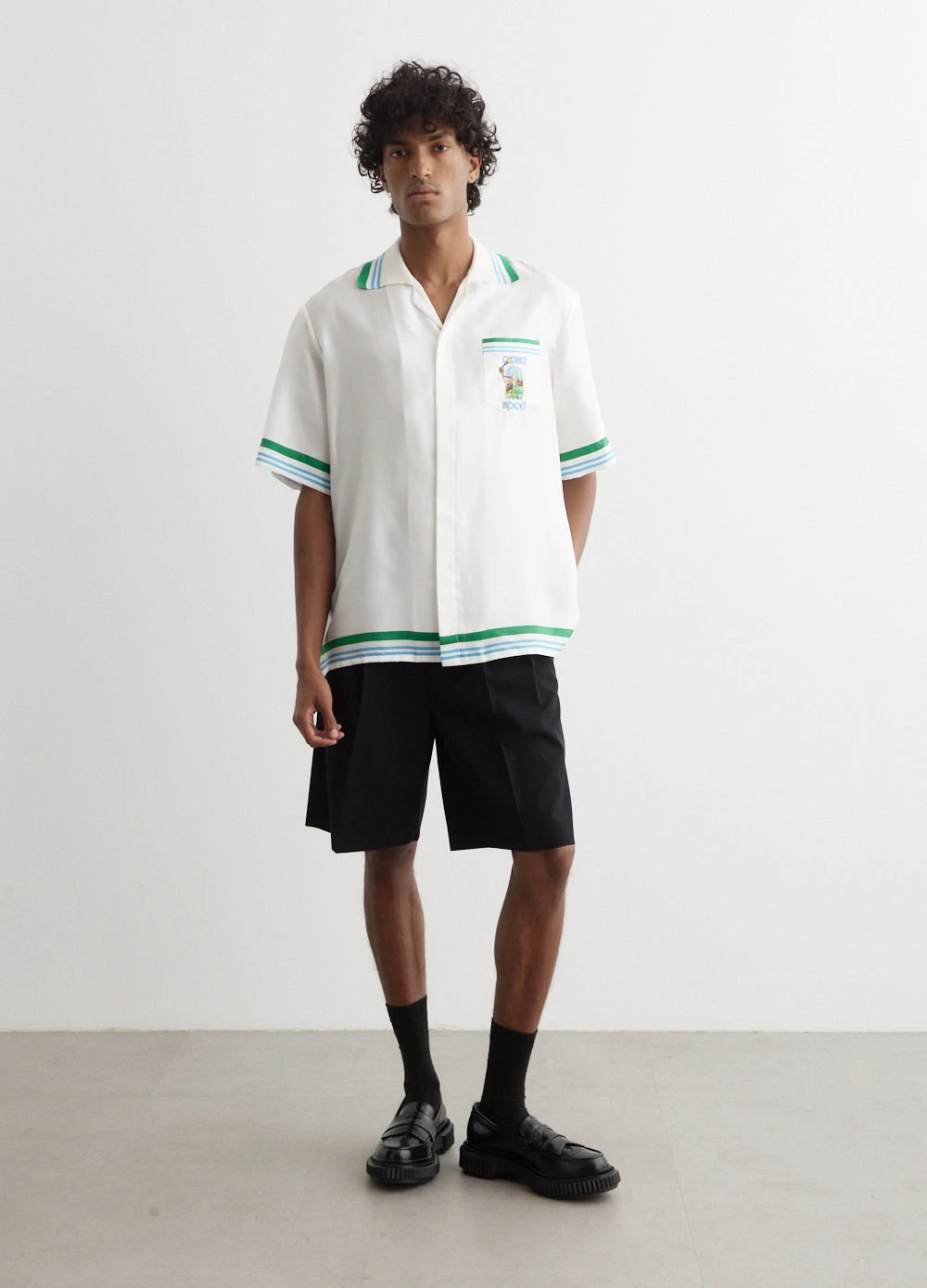 Casablanca Knitted Collar Short Sleeve Shirt 1 Casablanca Knitted Collar Short Sleeve Shirt