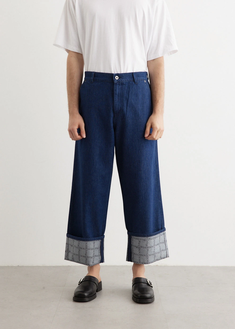 JW Anderson Logo Grid Turn Up Workwear Jeans 3 JW Anderson Logo Grid Turn Up Workwear Jeans - Image 3