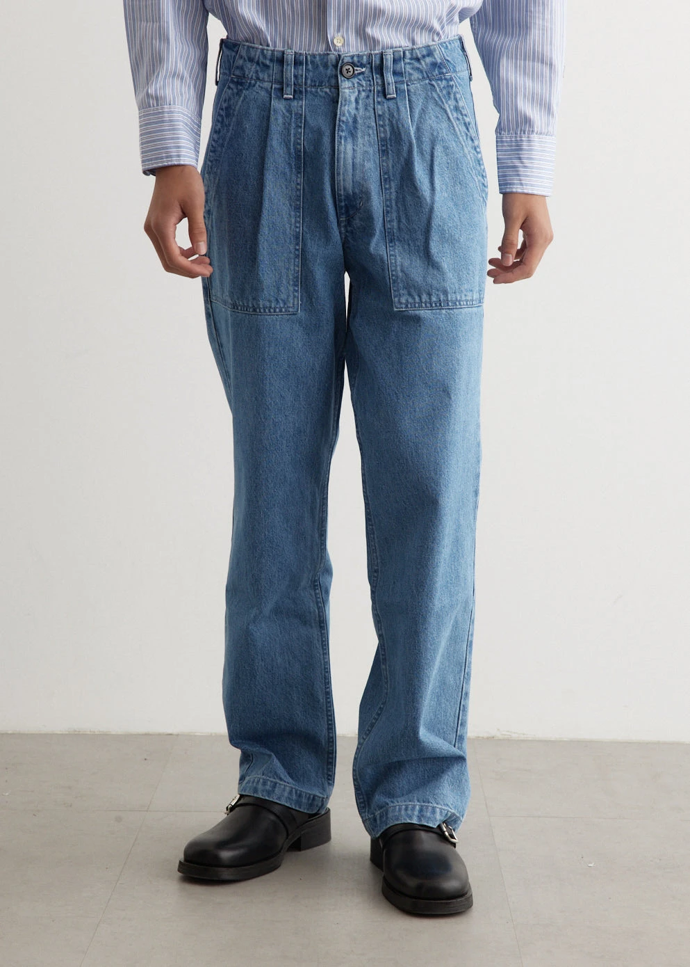 Denim Pleated Fatigue Pants 1 Denim Pleated Fatigue Pants