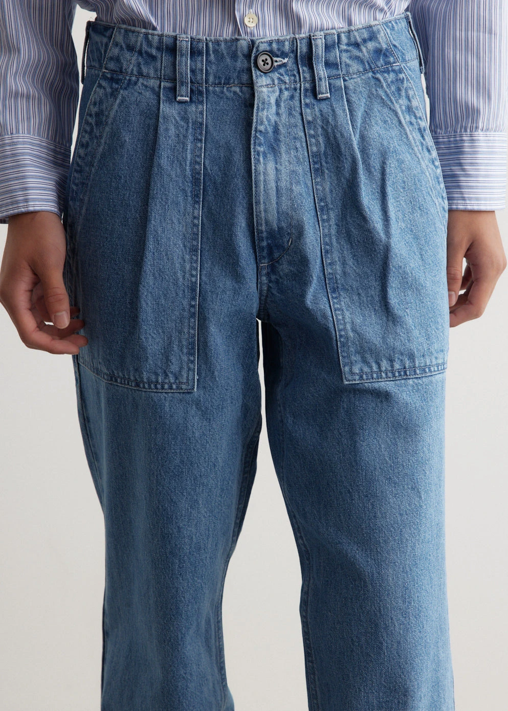 Denim Pleated Fatigue Pants 3 Denim Pleated Fatigue Pants - Image 3