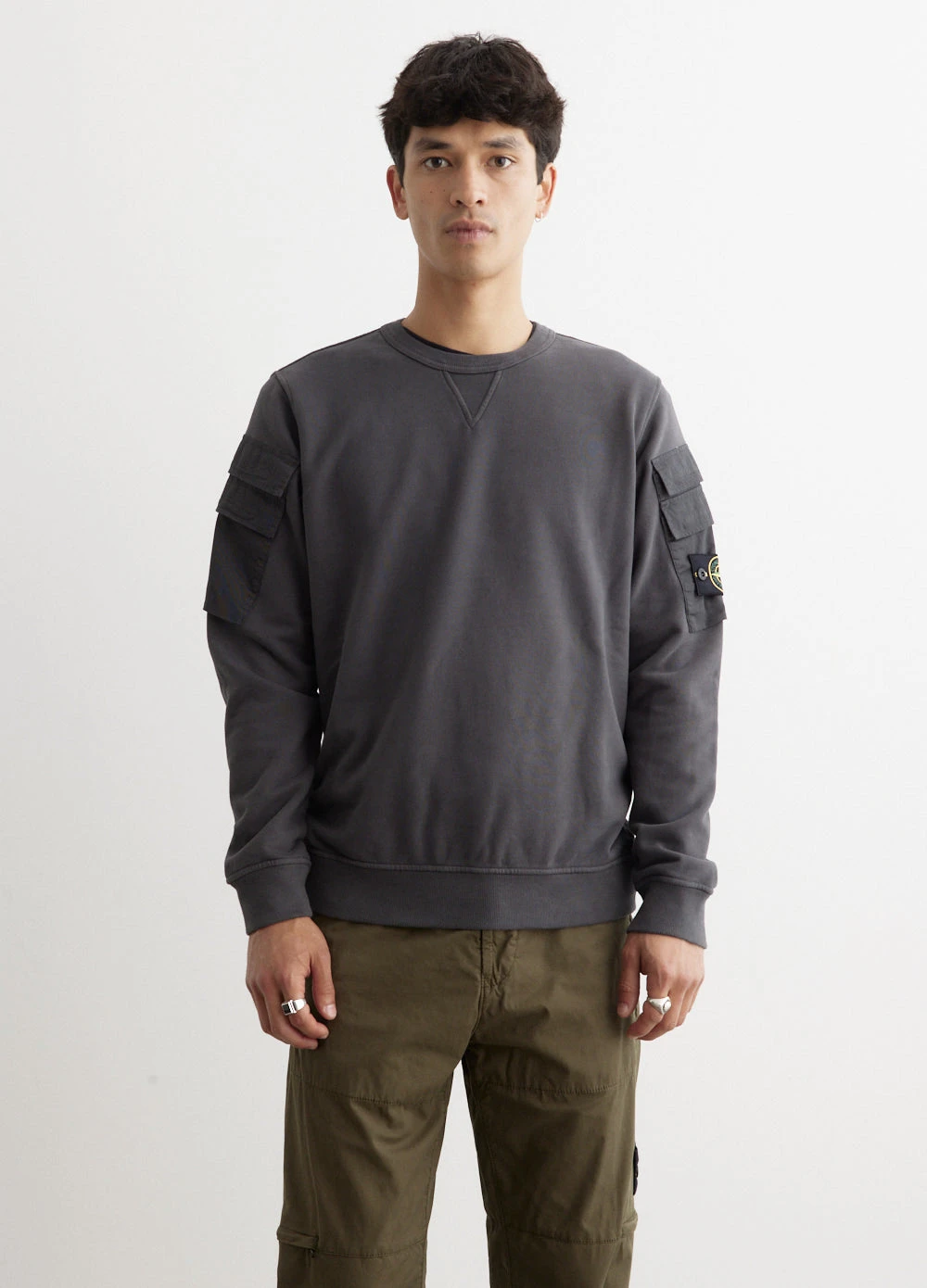 Stone Island Badge Pocket Sleeve Sweatshirt 4 Stone Island Badge Pocket Sleeve Sweatshirt - Image 4
