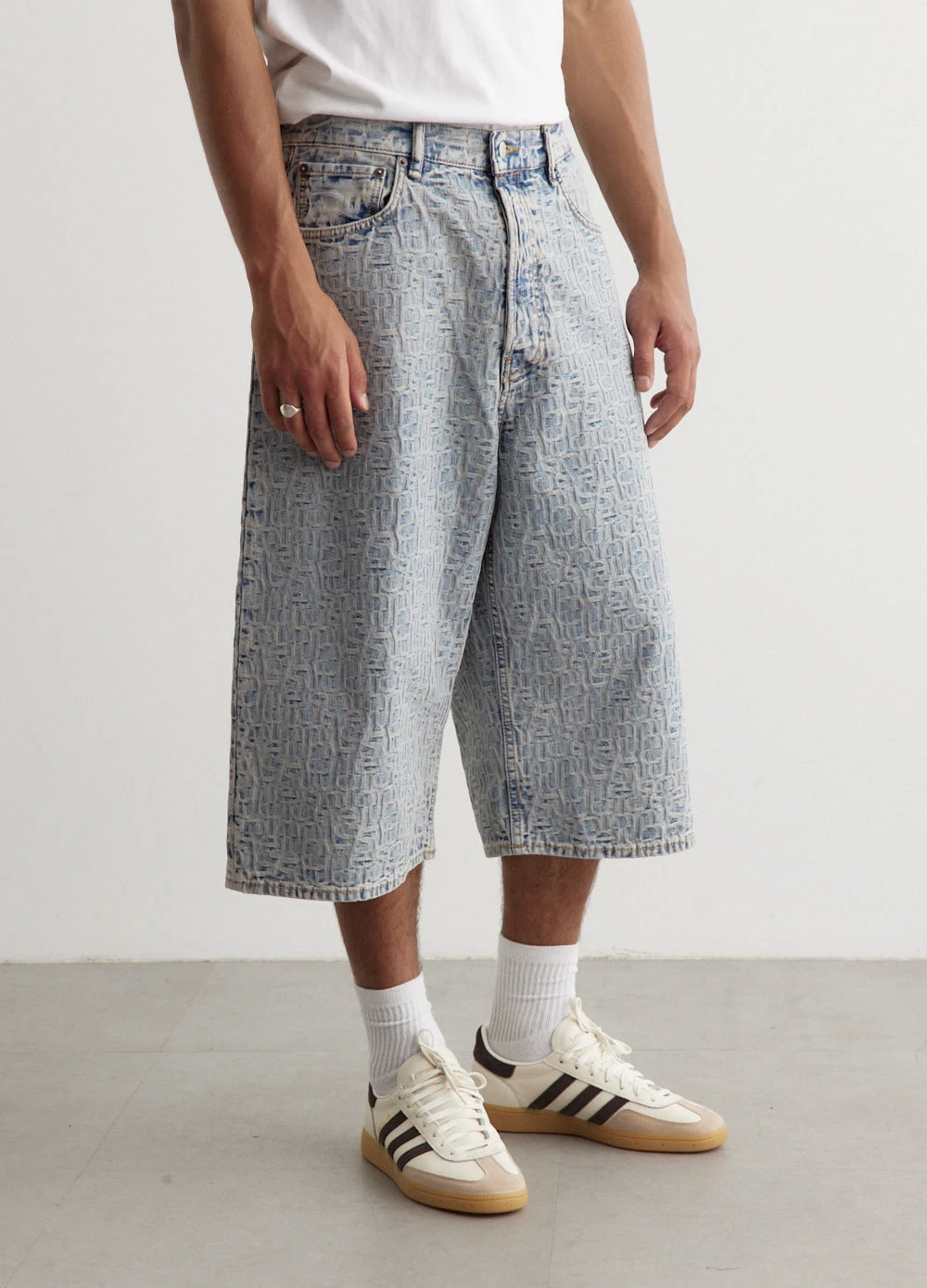 Acne Studios Rudda Denim Monogram Shorts 4 Acne Studios Rudda Denim Monogram Shorts - Image 4