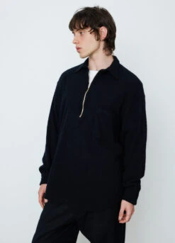 Milled Wool Half Zip Up Sweater