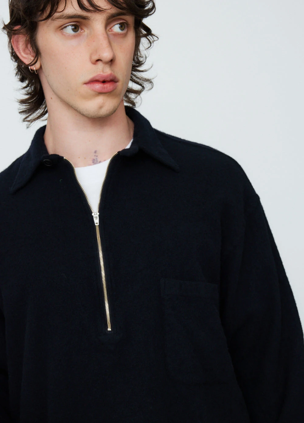 Milled Wool Half Zip Up Sweater 2 Milled Wool Half Zip Up Sweater - Image 2