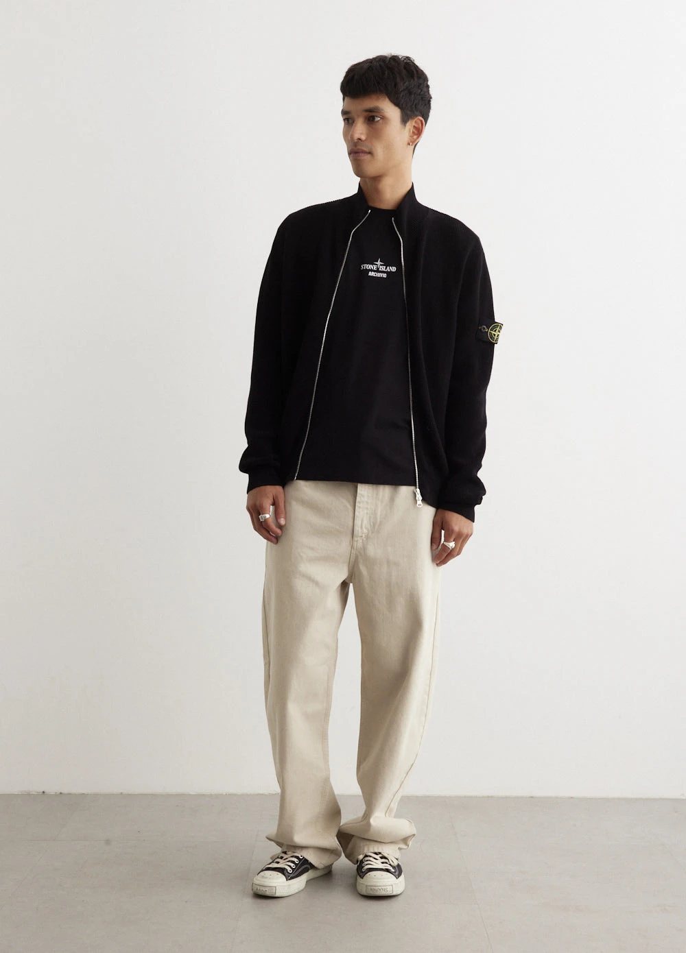 Stone Island Organic Cotton Rib Zip Knit 1 Stone Island Organic Cotton Rib Zip Knit