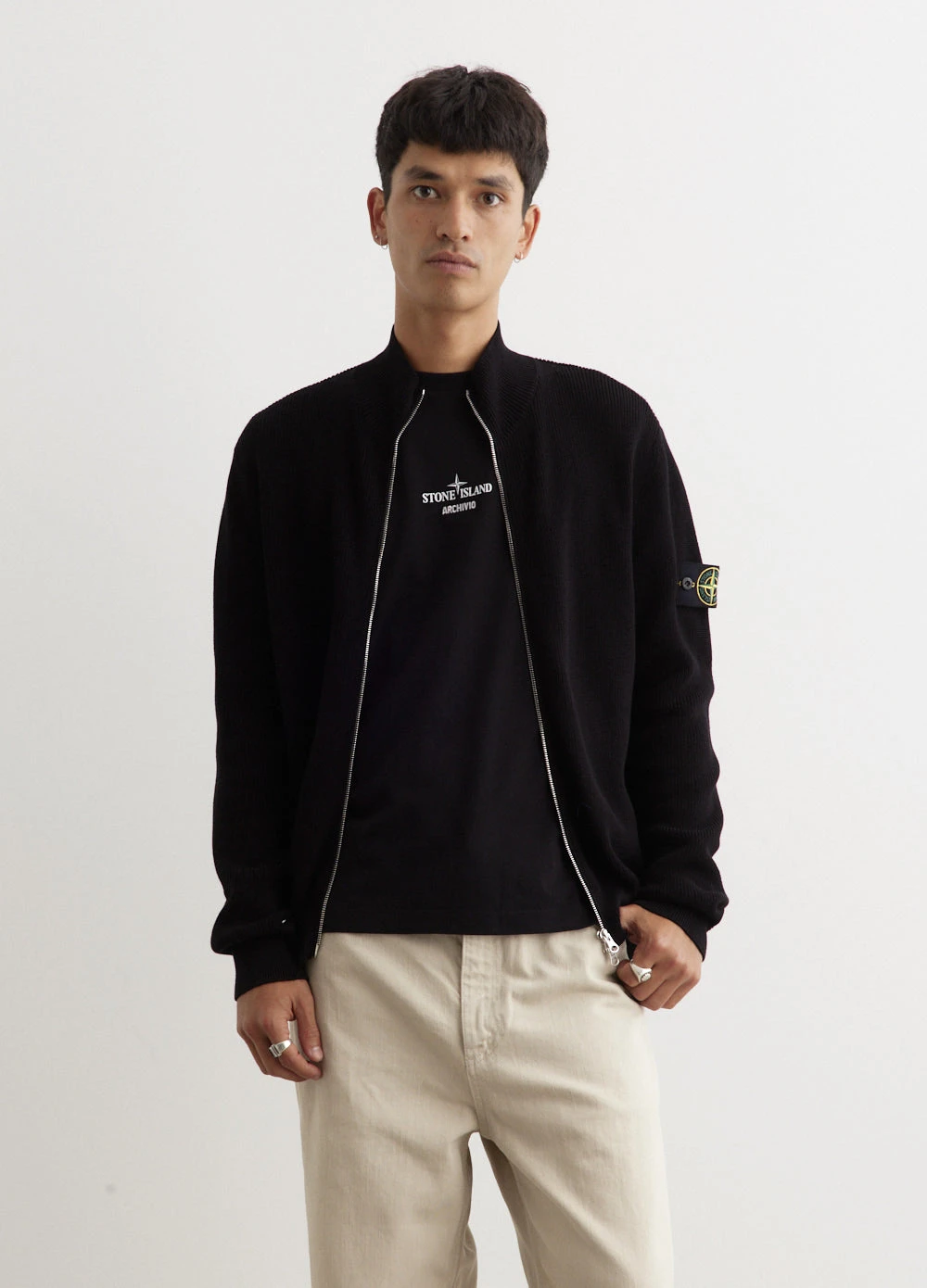 Stone Island Organic Cotton Rib Zip Knit 3 Stone Island Organic Cotton Rib Zip Knit - Image 3