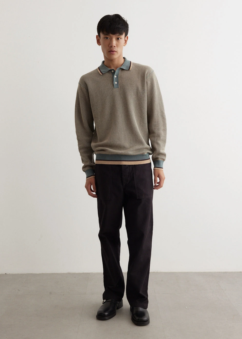 Slab Knit Polo Cotton Linen 3 Slab Knit Polo Cotton Linen - Image 3