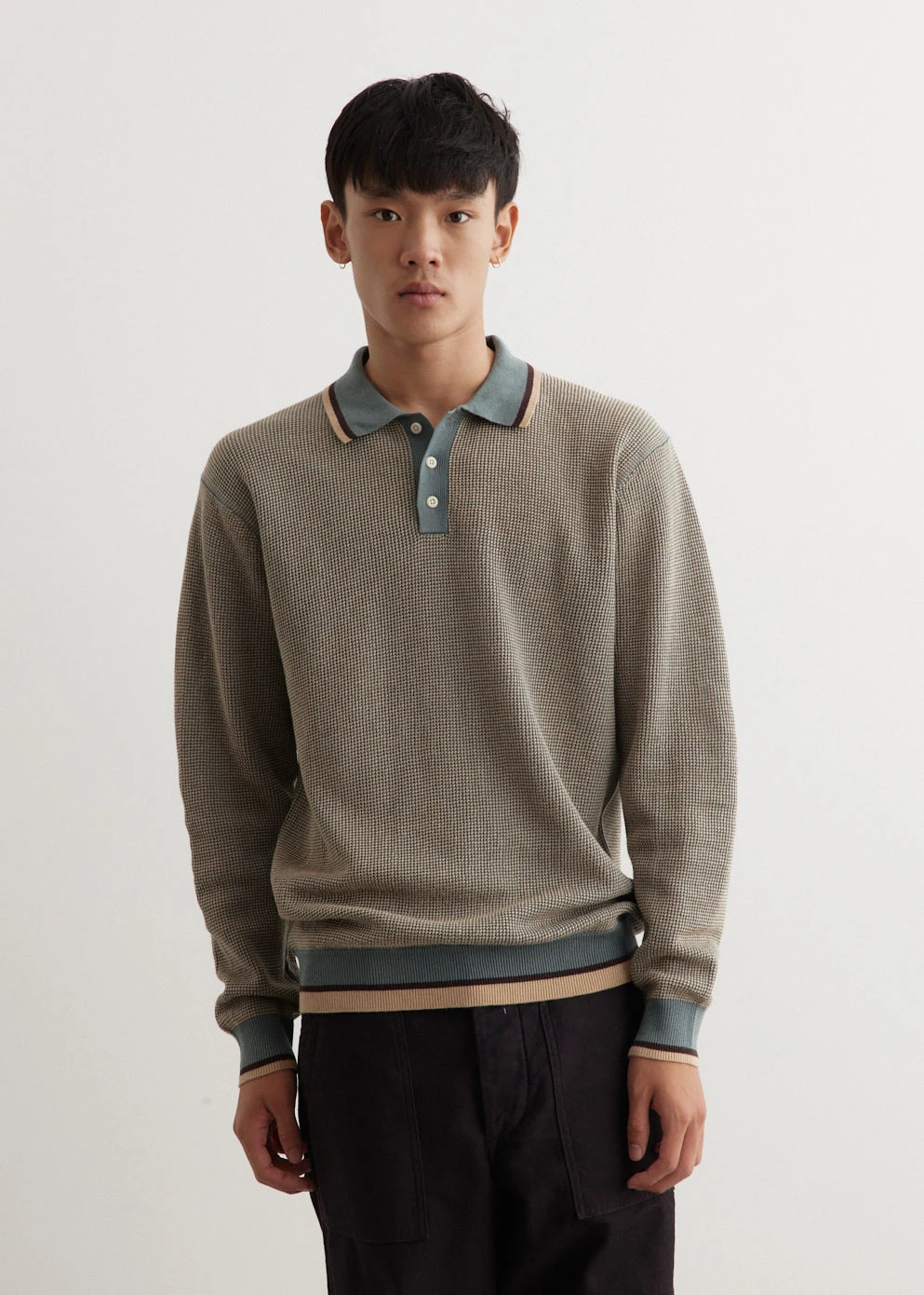 Slab Knit Polo Cotton Linen 1 Slab Knit Polo Cotton Linen