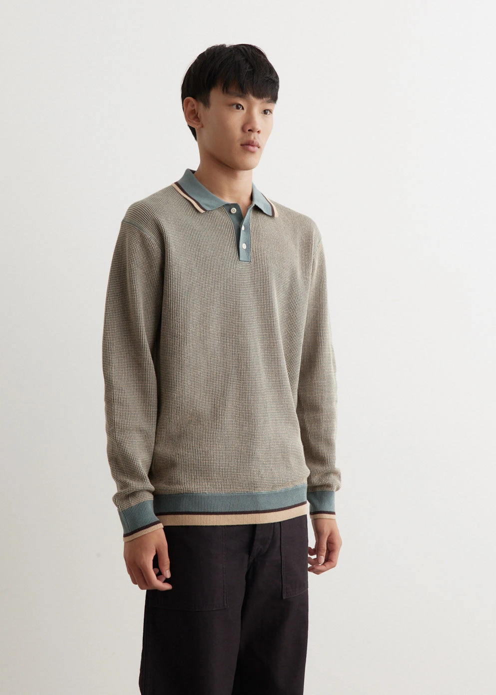 Slab Knit Polo Cotton Linen 2 Slab Knit Polo Cotton Linen - Image 2