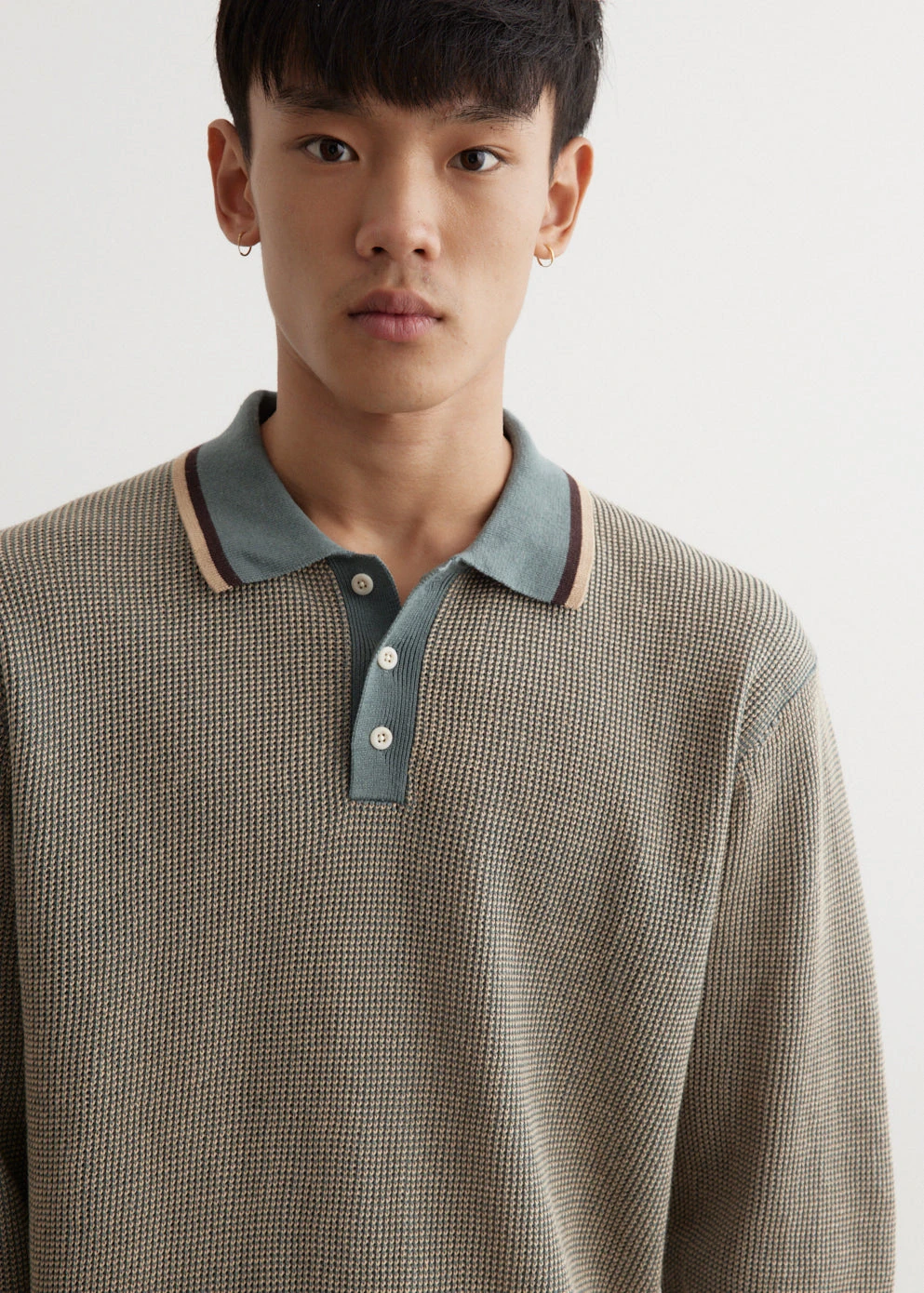 Slab Knit Polo Cotton Linen 5 Slab Knit Polo Cotton Linen - Image 5