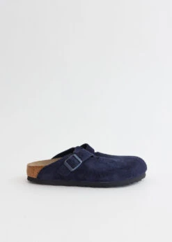 Birkenstock Boston SFB 'Midnight Suede Leather' Narrow Slides