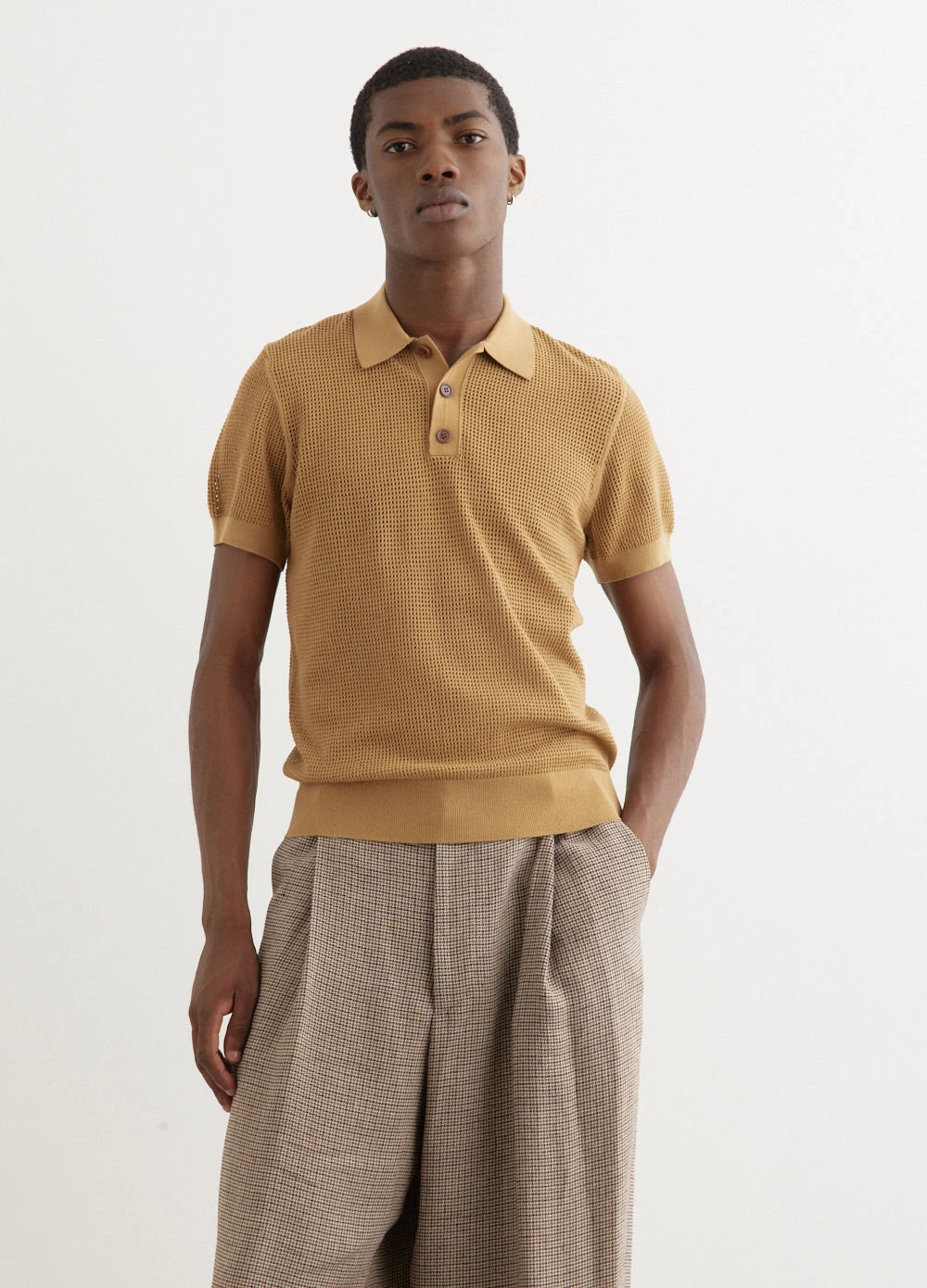 Dries Van Noten Mindo Openwork Knit Polo Shirt 1 Dries Van Noten Mindo Openwork Knit Polo Shirt